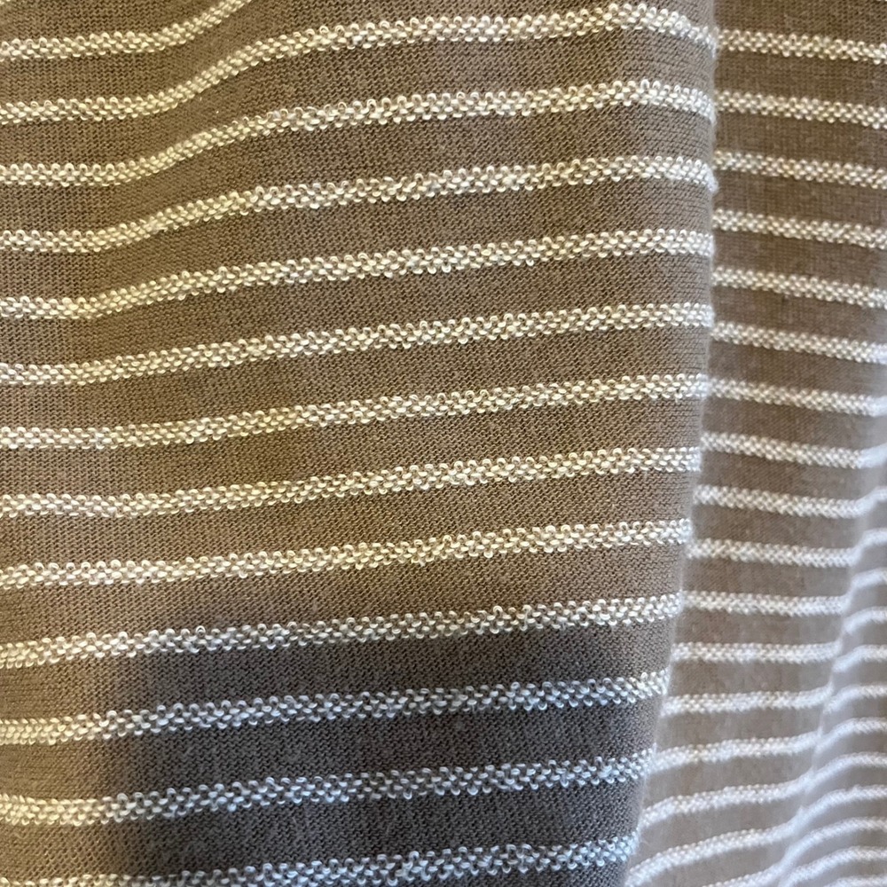Chico's Mixed Stripe Tunic Top 3/4 Sleeve Neutral Browns Fall Casual 2 Chic - Picture 13 of 14